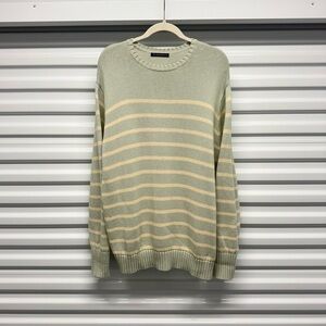 Brandy Melville Sage Green Stripe Cotton Knit Sweater
